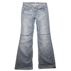 7 For All Mankind Seven DOJO blue denim trouser flare JEANS 27 Y2K - Brown Tag